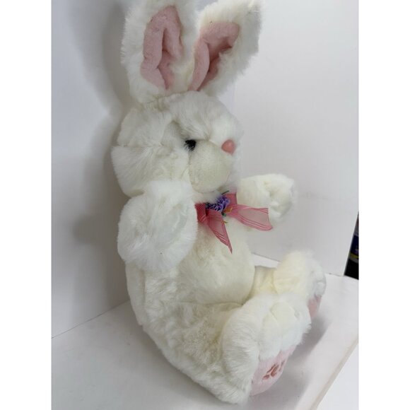 Vintage Main Joy White Plush Easter Bunny Rabbit Bow Stuffed Animal 2000 22" - Picture 6 of 10